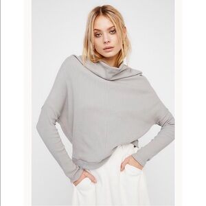 Free People Departures Beach Mock Neck Ribbed Long Sleeve Top